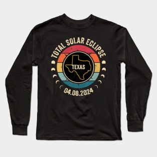 Texas Total Solar Eclipse 2024 American Totality April 8 Long Sleeve T-Shirt